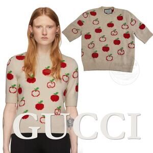 Rare Gucci GG Apple Jacquard Sweater S | SS20 Michele Short Sleeve Knit